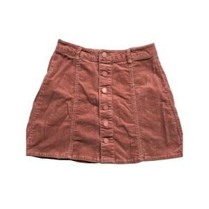 Black Label C'est Toi Dusty Rose Corduroy Button Up Skirt Medium